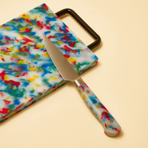 colorful small cutting board and matching knife