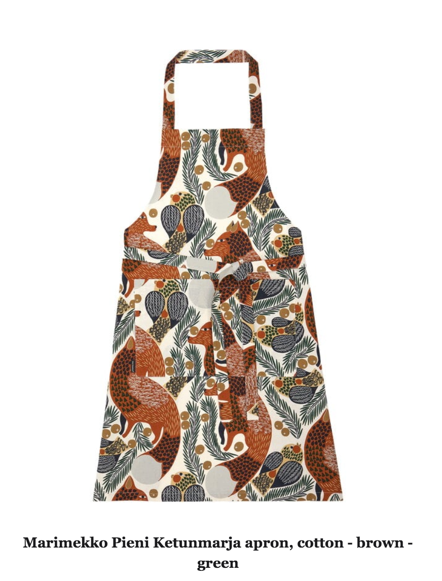 Marimekko Pieni Tiiliskivi and Ketunmarja Aprons (2 designs)