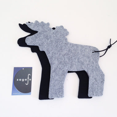 merino wool trivet, moose design trivet