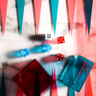 Multi color lucite backgammon set