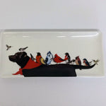 birds and dog plate, dog plate, birds plate