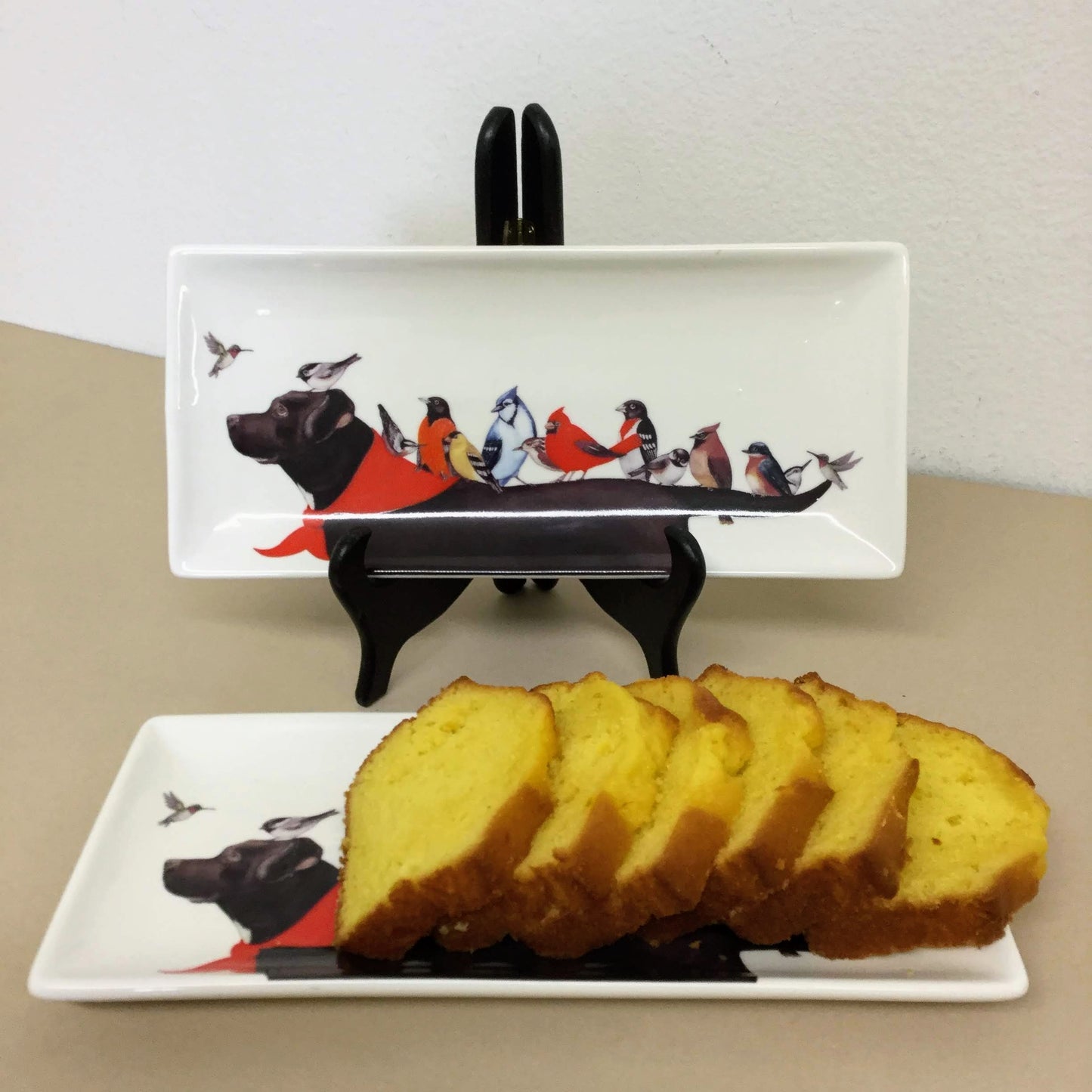 birds and dog plate, dog plate, birds plate