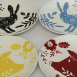 Colorful Pig and Bunny Plates