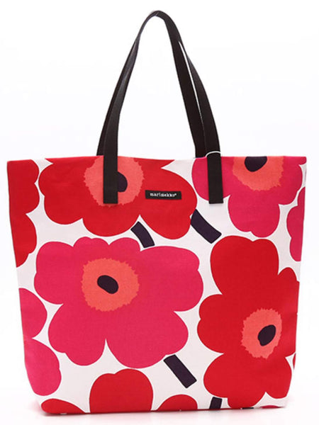 marimekko tote bag, red oversized travel bag