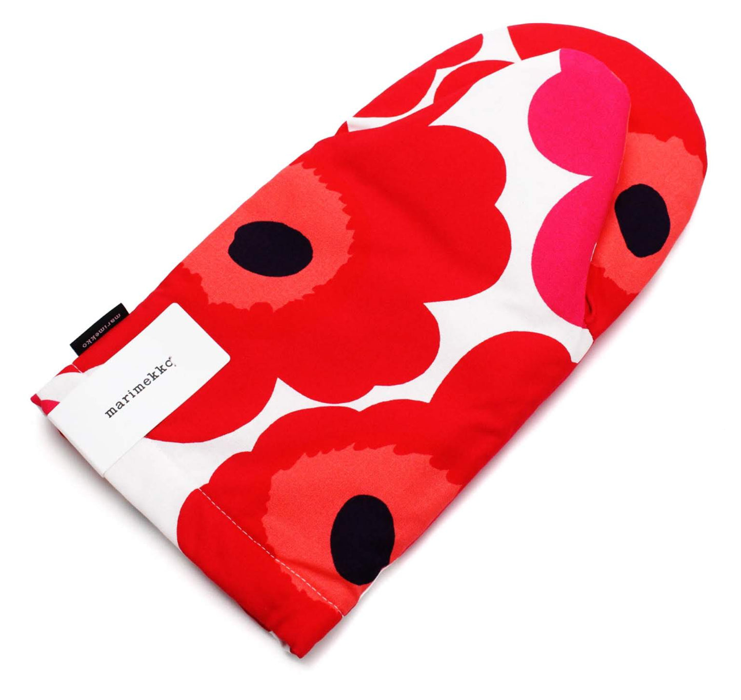marimekko oven mitt, floral oven mitt, red oven mitt