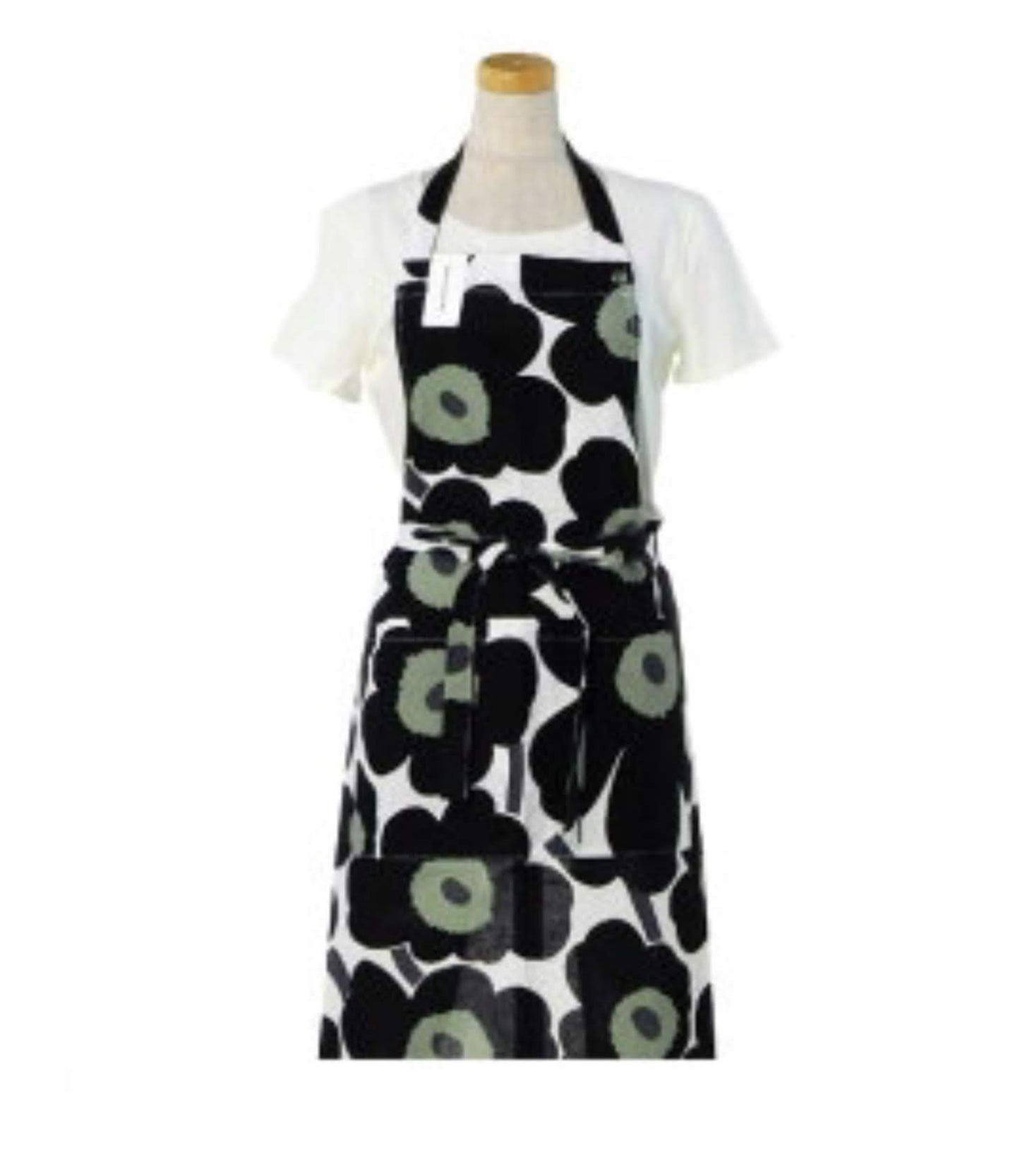 marimekko apron, black floral apron