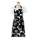 marimekko apron, black floral apron
