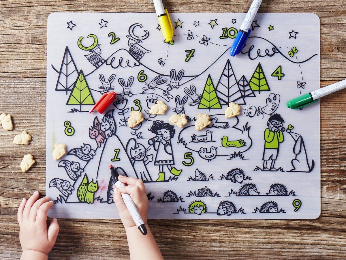  modern-twist 10 x 14 Reusable Coloring 1 Doodle Mat & 2  Markers Set, 100% Food-Grade Silicone, Treasure Map Pattern : Baby