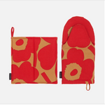 Pieni Unikko Oven Mitt And Pot Holder - Brown/ Red