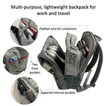 In-House Travel Laptop Backpack for Men. Light weight, 14 Pockets, Water resistant and holds up to 20 lbs.