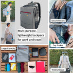 In-House Travel Laptop Backpack for Men. Light weight, 14 Pockets, Water resistant and holds up to 20 lbs.