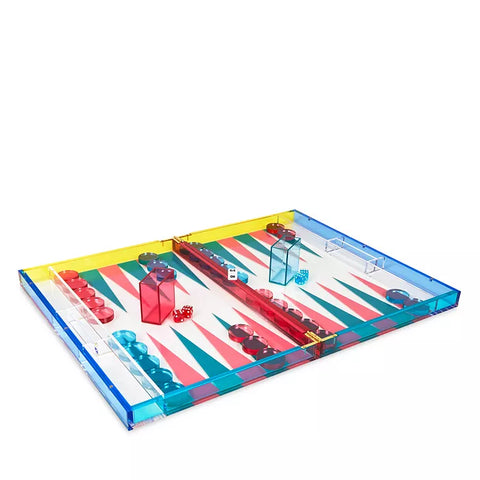 Multi color lucite backgammon set