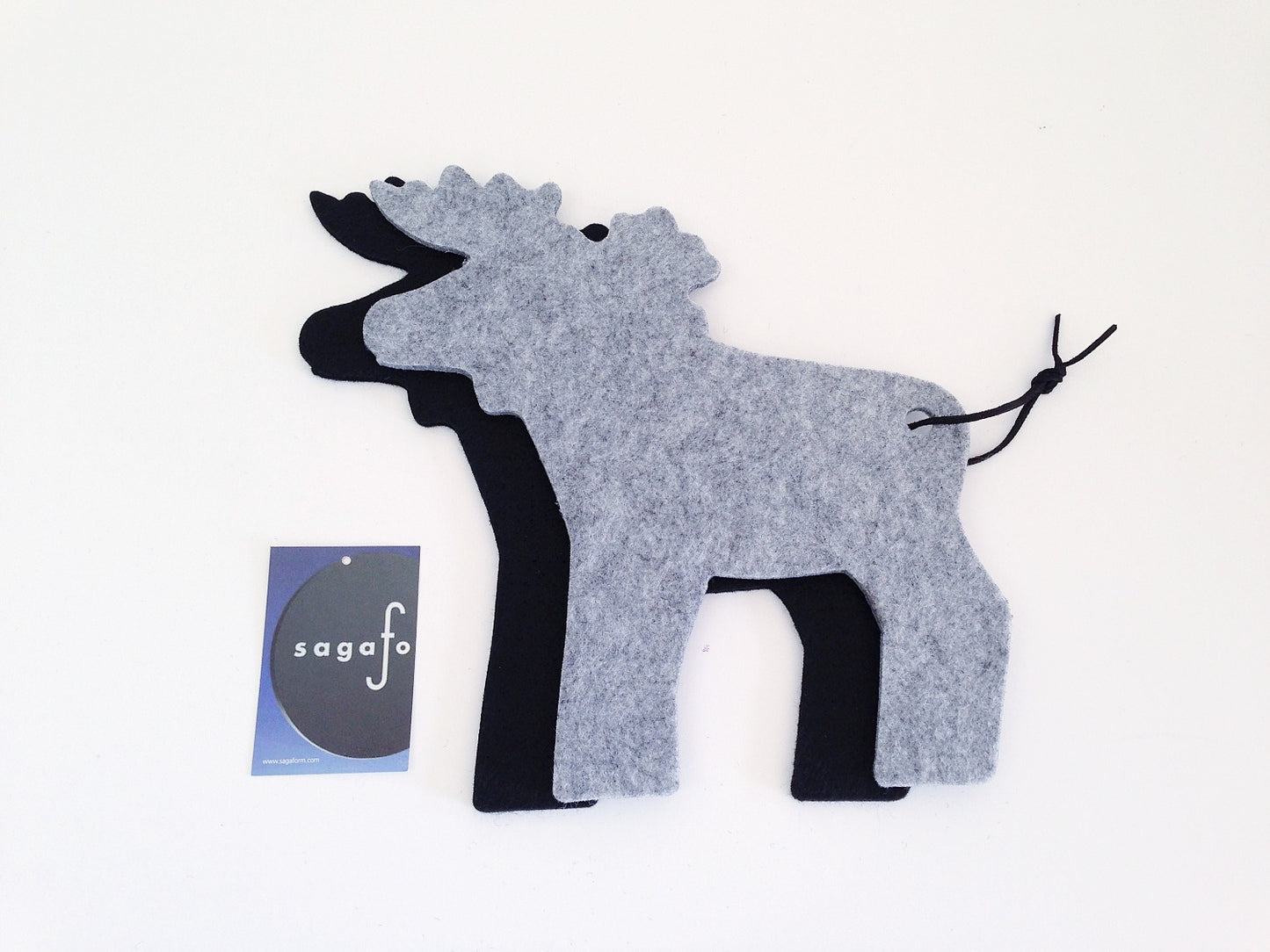 merino wool trivet, moose design trivet