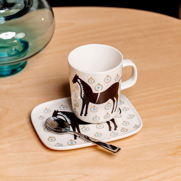 marimekko mug and tray, horse mug and tray