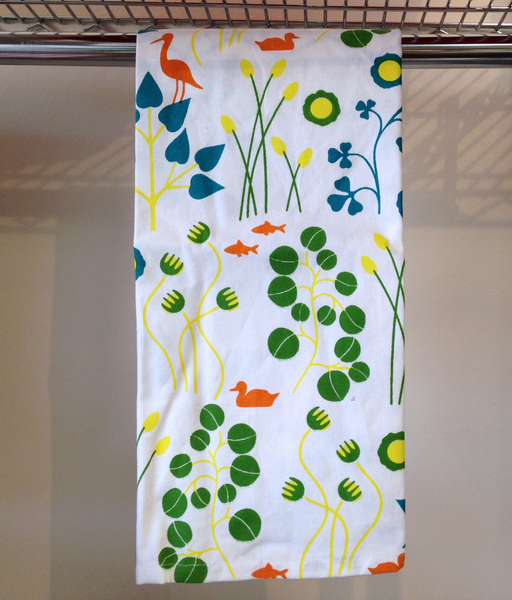Summer design tea towel, garden design tea towel