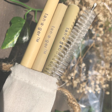Organic Bamboo Reusable 3 Straws & 1 Brush each Bag