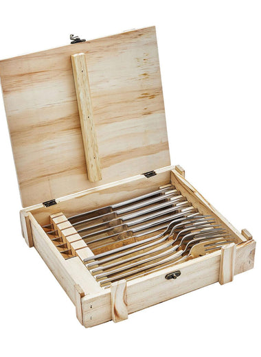 ZWILLING STEAK SETS 12-PC, STEAK DINNER STAINLESS STEEL STEAK KNIFE SET IN WOOD PRESENTATION BOX