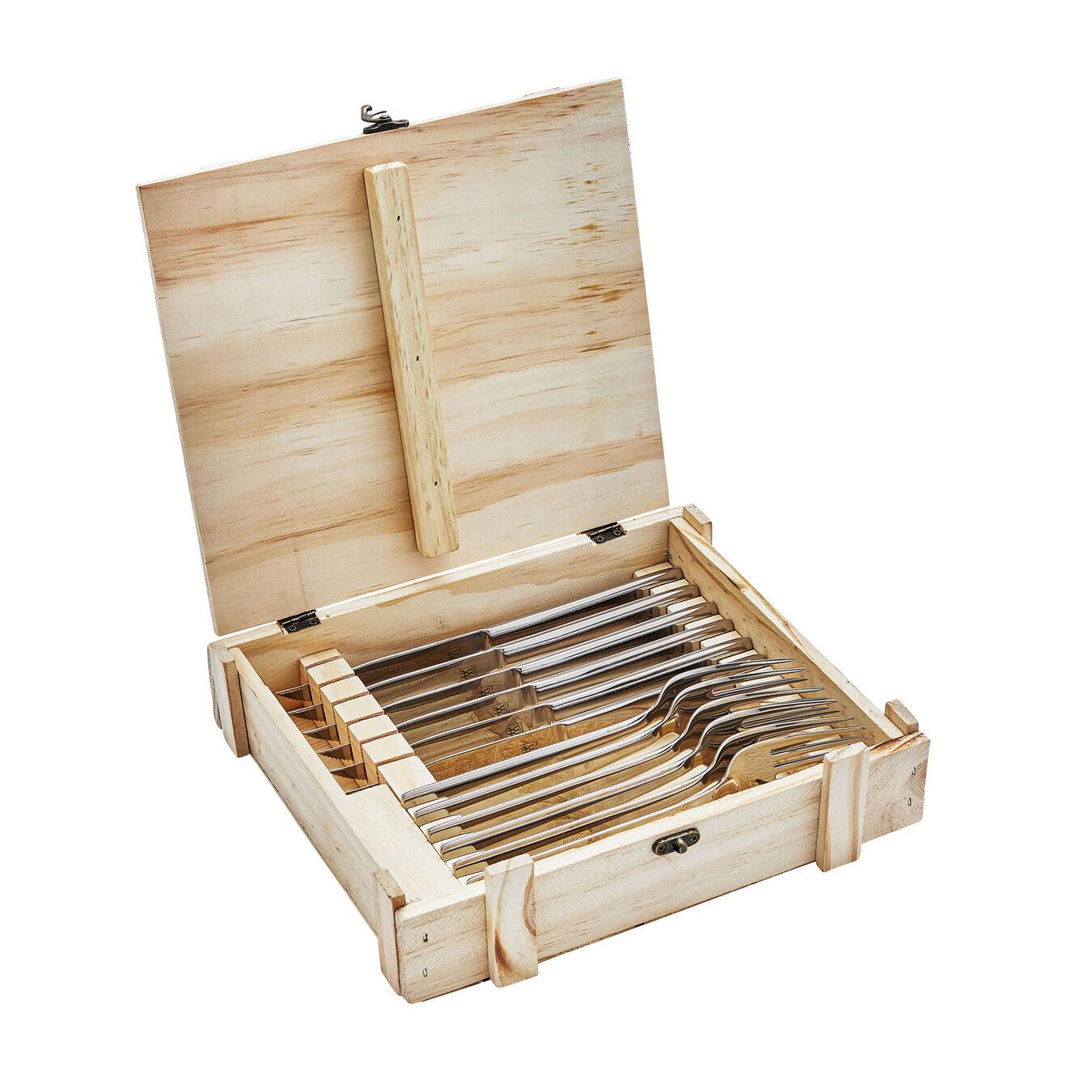 ZWILLING STEAK SETS 12-PC, STEAK DINNER STAINLESS STEEL STEAK KNIFE SET IN WOOD PRESENTATION BOX