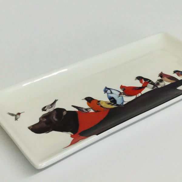 birds and dog plate, dog plate, birds plate