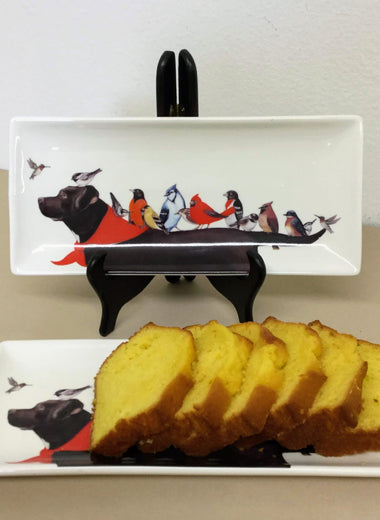 birds and dog plate, dog plate, birds plate
