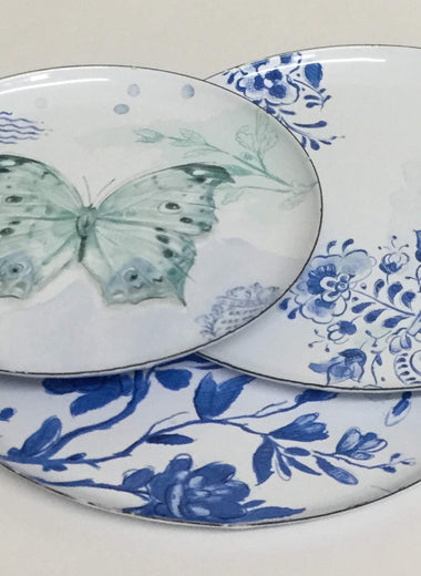 enameled floral dishware, enameled dish set