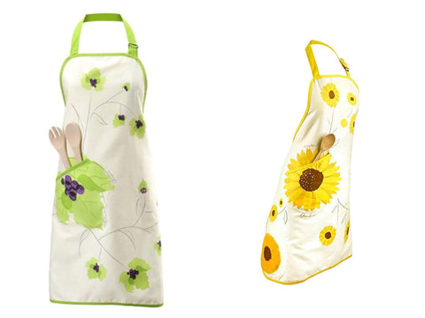 Charles Viancin Grape and Sunflower Aprons, All-In-One Aprons with Potholders