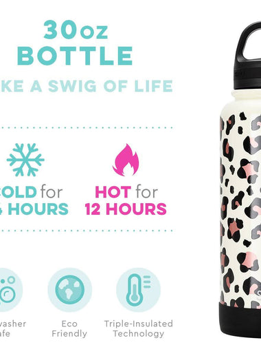 The Swig Life 30oz Triple Insulated Stainless Steel Wide Mouth Water Bottle with Handle, Dishwasher Safe, Double Wall, Vacuum Sealed, Reusable Thermos 