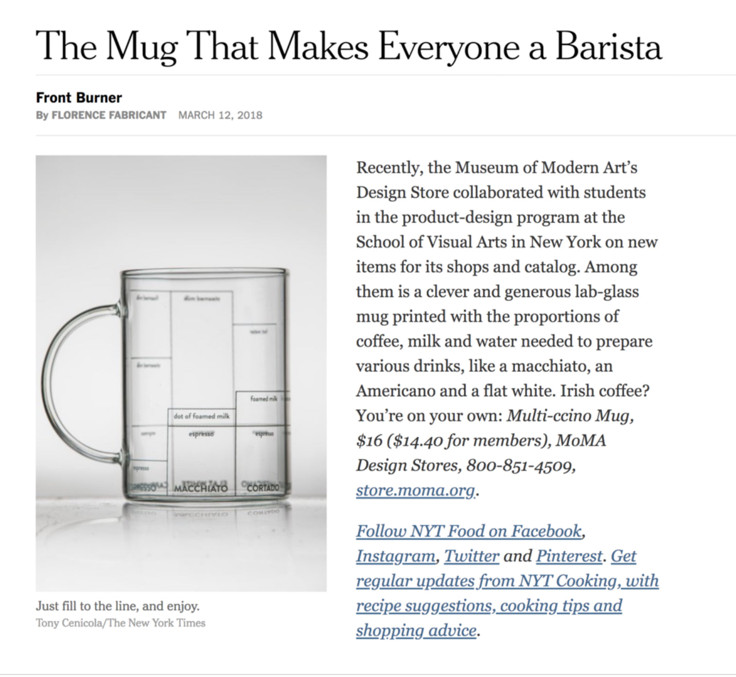 MoMA Multi-ccino Glass Mug