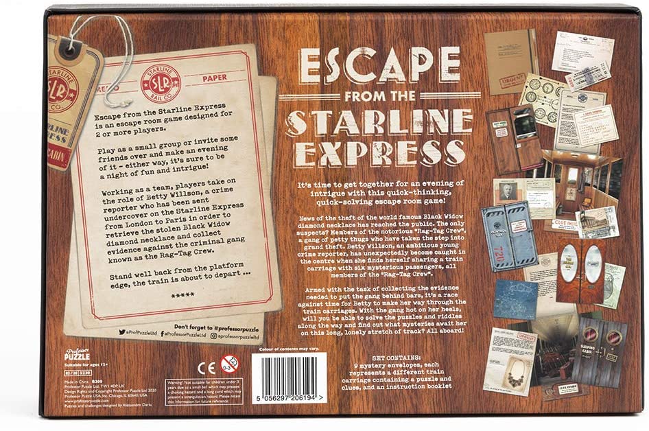 Professor Puzzle Escape From the Starline Express Escape Room Board Game