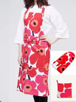 Red unikko apron, Marimekko apron