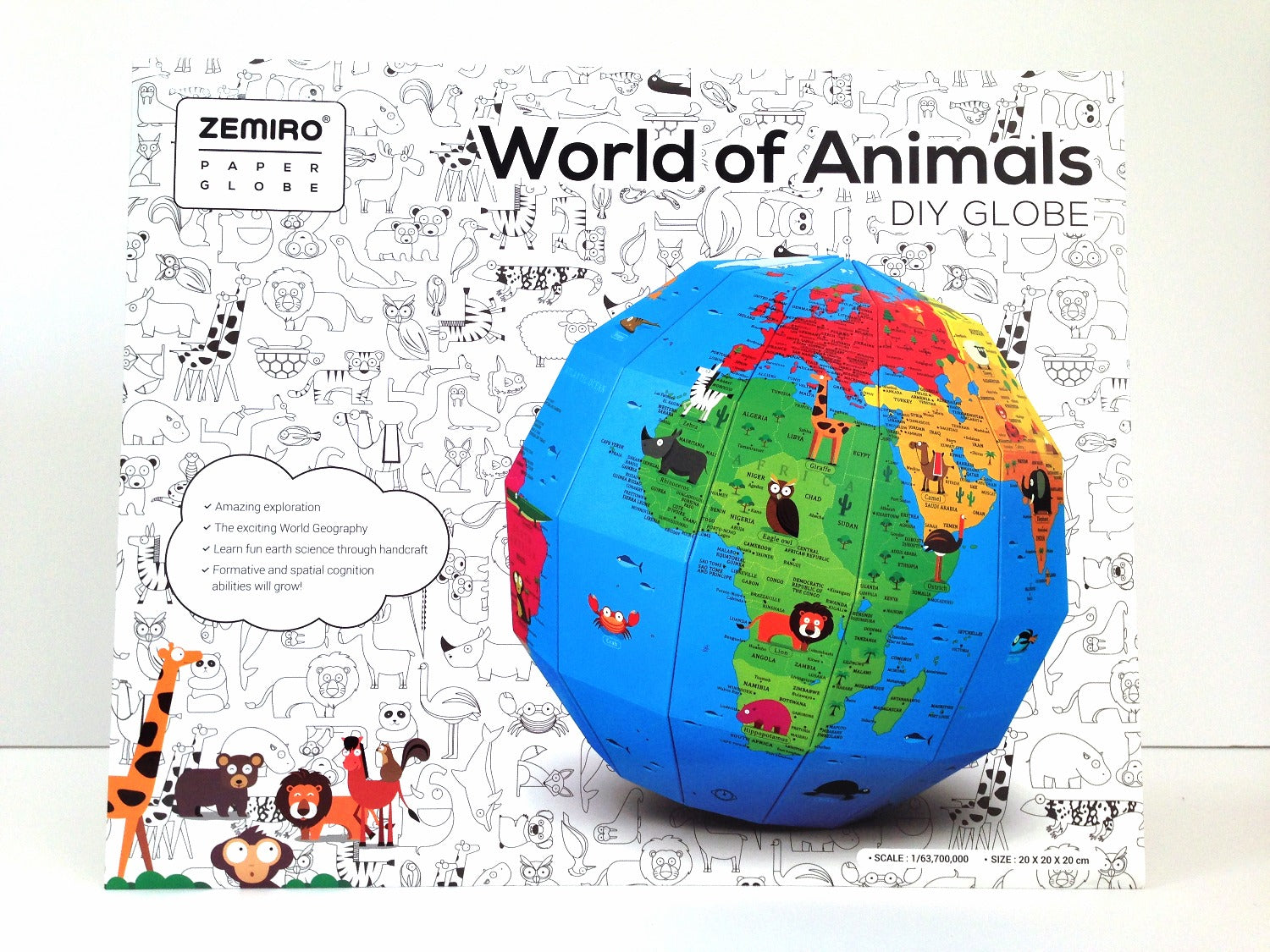 Zemiro DIY World of Animals Paper Globe