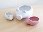 Pink and White Pig dip and chip dish, salsa dip bowl, salsa bowl