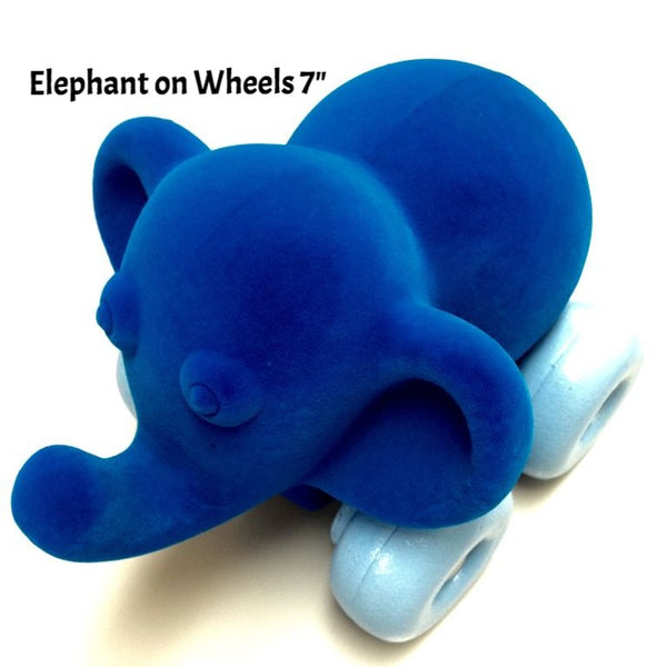Velvety-soft, Eco-Friendly, and Safe Blue Elephant on Wheels--For Babies and Toddlers