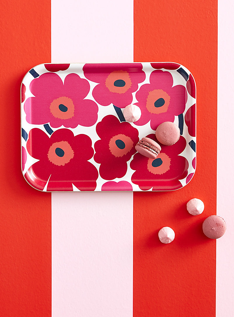 red pink floral tray, marimekko tray